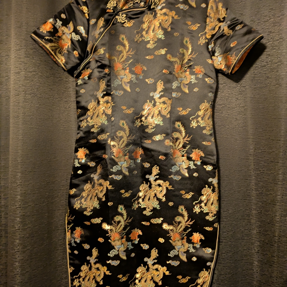Elegant Black and Gold Floral Dress